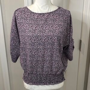 Michael Kors Black and Pink Patterned Blouse Size Medium